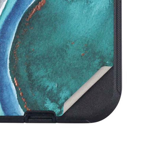Turquoise Watercolor Geode Otterbox Defender iPhone Skin