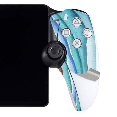 Turquoise Watercolor Geode PlayStation Portal Remote Player Skin