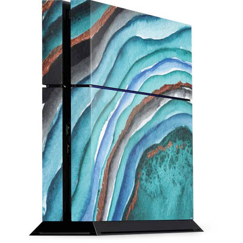 Turquoise Watercolor Geode PlayStation PS4 Skins