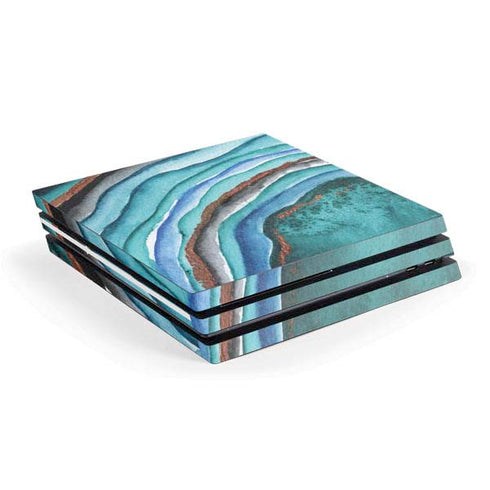 Turquoise Watercolor Geode PlayStation PS4 Skins