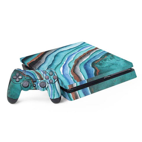 Turquoise Watercolor Geode PlayStation PS4 Skins