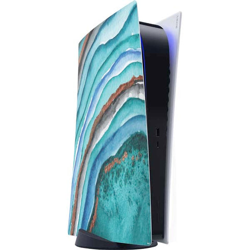 Turquoise Watercolor Geode PlayStation PS5 Skins