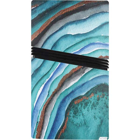 Turquoise Watercolor Geode PS5 Pro Console Skin