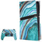 Turquoise Watercolor Geode PS5 Pro Disk Bundle Skin