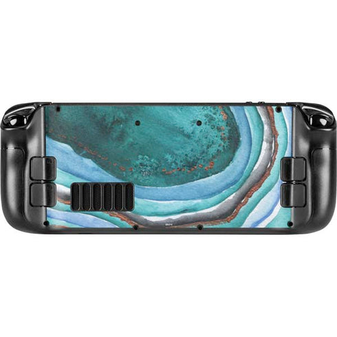 Turquoise Watercolor Geode Steam Deck Handheld Gaming Computer Skin
