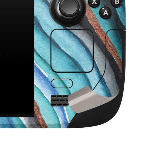 Turquoise Watercolor Geode Steam Deck Handheld Gaming Computer Skin