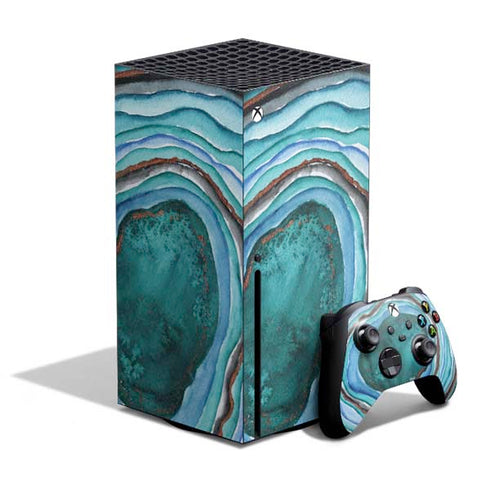 Turquoise Watercolor Geode Xbox Series X Skins