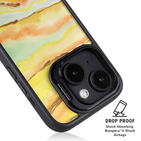 Tuscan Sun Watercolor Geode iPhone 15 Kickstand Case