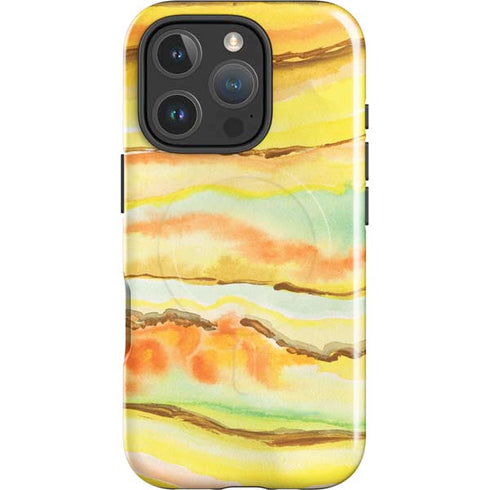 Tuscan Sun Watercolor Geode iPhone 16 Pro Magsafe Impact Case