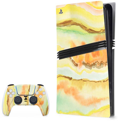 Tuscan Sun Watercolor Geode PS5 Pro Bundle Skin