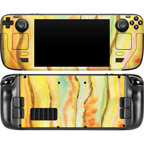 Tuscan Sun Watercolor Geode Steam Deck Handheld Gaming Computer OLED Skin