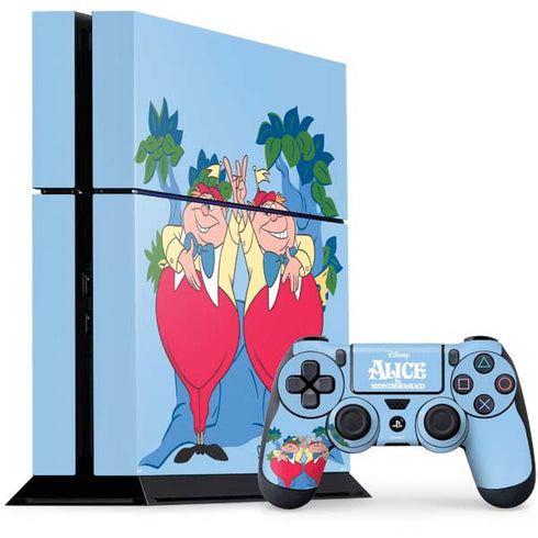 Disney Alice in Wonderland Tweedle Dee and Tweedle Dum PS4 Console and Controller Bundle Skin