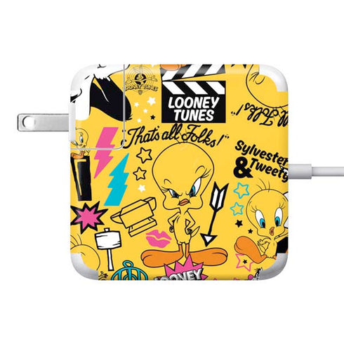 Looney Tunes Tweety and Sylvester Patches 85W Power Adapter (15 and 17 inch MacBook Pro Charger) Skin