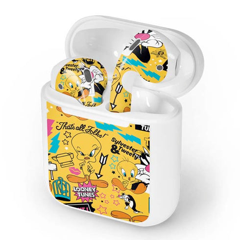 Looney Tunes Tweety and Sylvester Patches Apple AirPods Skin