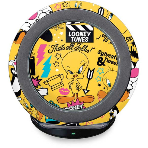 Looney Tunes Tweety and Sylvester Patches Fast Charge Wireless Charging Stand Skin
