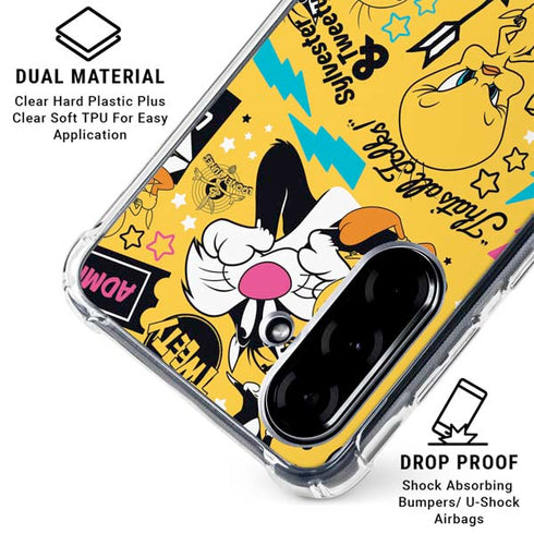 Looney Tunes Tweety and Sylvester Patches Galaxy A36 5G Clear Case