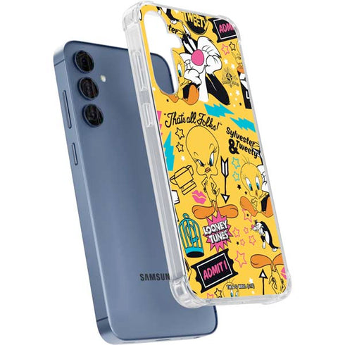 Looney Tunes Tweety and Sylvester Patches Galaxy A55 5G Clear Case
