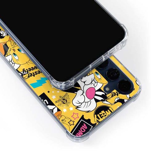 Looney Tunes Tweety and Sylvester Patches Galaxy A55 5G Clear Case