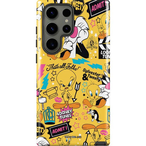 Looney Tunes Tweety and Sylvester Patches Galaxy S23 Ultra Pro Case