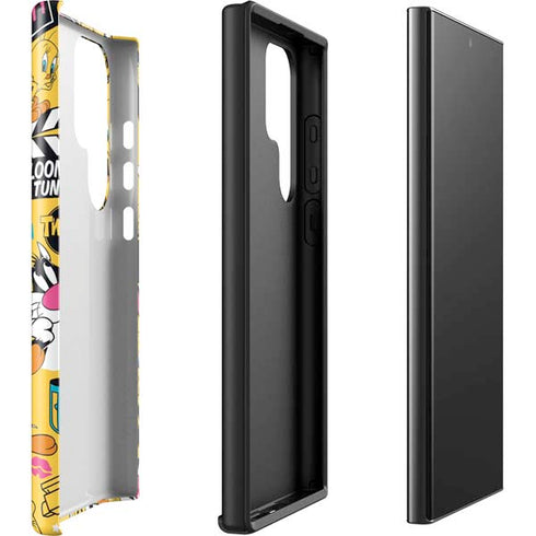 Looney Tunes Tweety and Sylvester Patches Galaxy S23 Ultra Pro Case