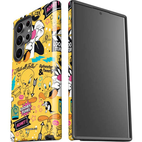 Looney Tunes Tweety and Sylvester Patches Galaxy S23 Ultra Pro Case