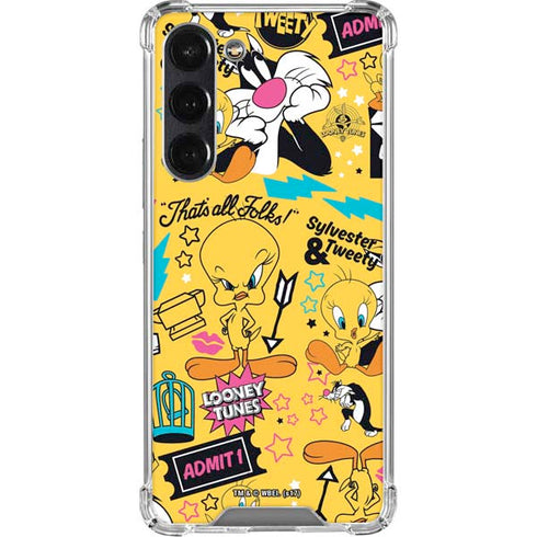Looney Tunes Tweety and Sylvester Patches Galaxy S24 FE Clear Case