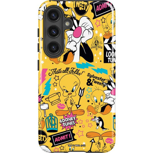 Looney Tunes Tweety and Sylvester Patches Galaxy S25 Impact Case