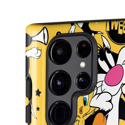 Looney Tunes Tweety and Sylvester Patches Galaxy S25 Ultra Impact Case