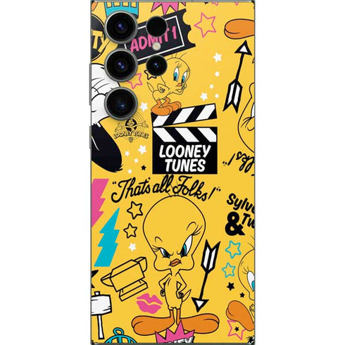 Looney Tunes Tweety and Sylvester Patches Galaxy S25 Ultra Skin