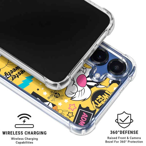 Looney Tunes Tweety and Sylvester Patches Galaxy S25 Clear Case
