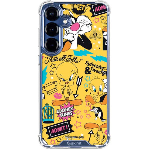 Looney Tunes Tweety and Sylvester Patches Galaxy S25 Plus Clear Case