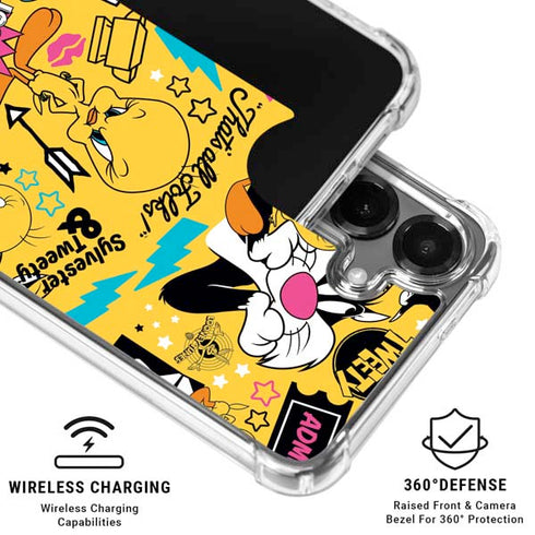 Looney Tunes Tweety and Sylvester Patches Galaxy S26 Plus Clear Case
