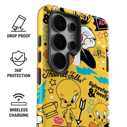 Looney Tunes Tweety and Sylvester Patches Galaxy S26 Ultra Impact Case