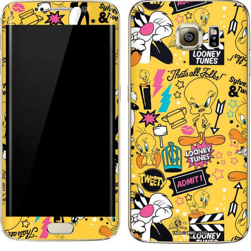 Looney Tunes Tweety and Sylvester Patches Galaxy S7 Edge Skin