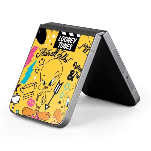 Looney Tunes Tweety and Sylvester Patches Galaxy Z Flip6 Skin