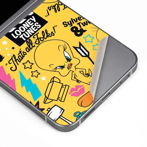 Looney Tunes Tweety and Sylvester Patches Galaxy Z Flip6 Skin