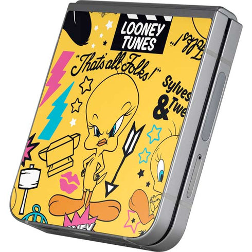 Looney Tunes Tweety and Sylvester Patches Galaxy Z Flip6 Skin