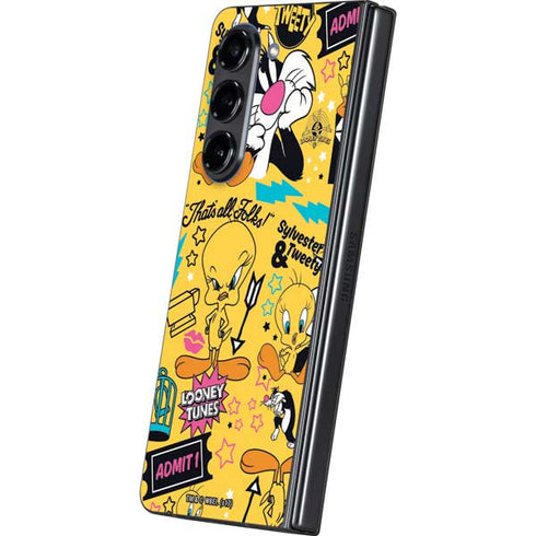 Looney Tunes Tweety and Sylvester Patches Galaxy Z Fold5 5G Skin
