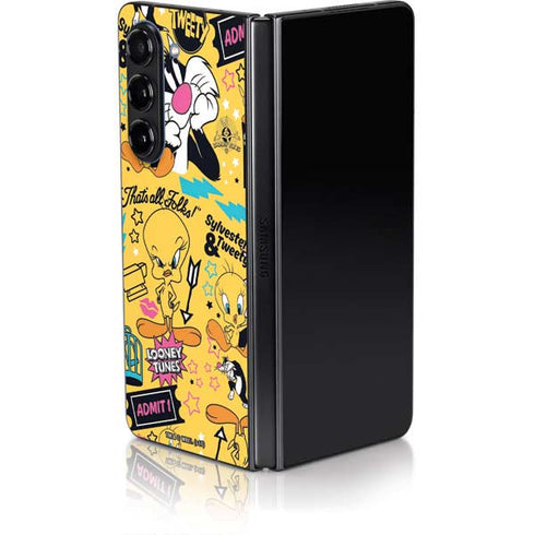 Looney Tunes Tweety and Sylvester Patches Galaxy Z Fold5 5G Skin