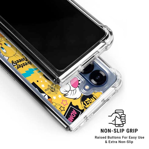 Looney Tunes Tweety and Sylvester Patches Galaxy Z Fold6 Clear Case