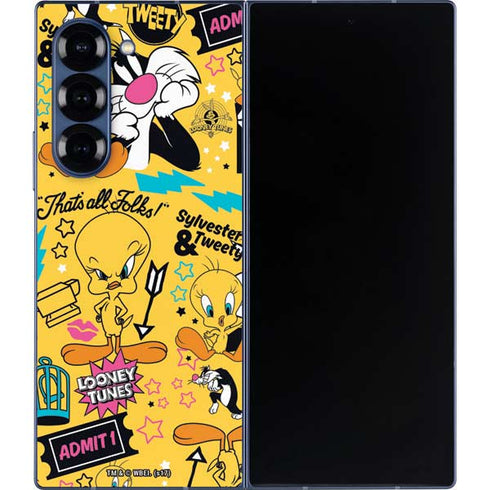 Looney Tunes Tweety and Sylvester Patches Galaxy Z Fold6 Skin