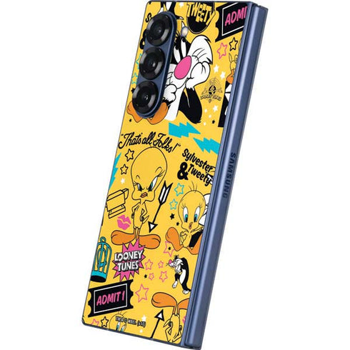 Looney Tunes Tweety and Sylvester Patches Galaxy Z Fold6 Skin