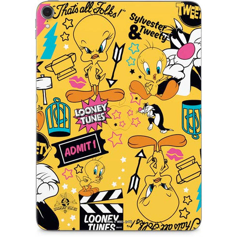 Looney Tunes Tweety and Sylvester Patches Apple iPad Pro Skin