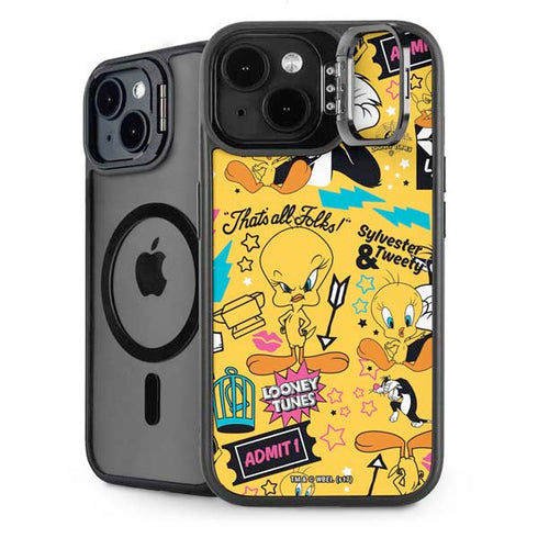 Looney Tunes Tweety and Sylvester Patches iPhone 14 Plus Kickstand Case