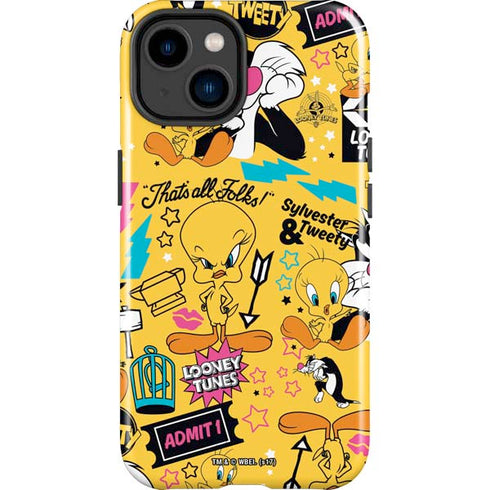 Looney Tunes Tweety and Sylvester Patches iPhone 15 Impact Case
