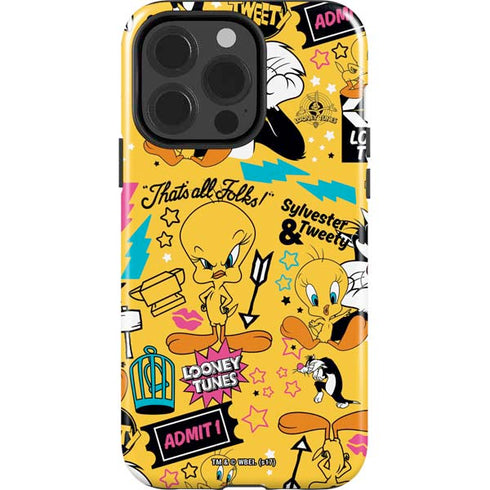 Looney Tunes Tweety and Sylvester Patches iPhone 15 Pro Impact Case