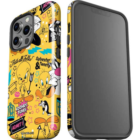 Looney Tunes Tweety and Sylvester Patches iPhone 15 Pro Impact Case