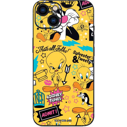 Looney Tunes Tweety and Sylvester Patches iPhone 15 Skin