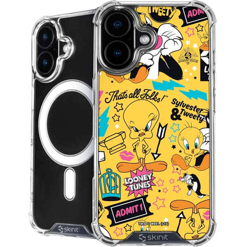 Looney Tunes Tweety and Sylvester Patches iPhone 16 MagSafe Case