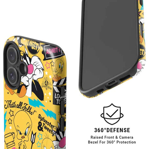 Looney Tunes Tweety and Sylvester Patches iPhone 16 Plus Magsafe Impact Case